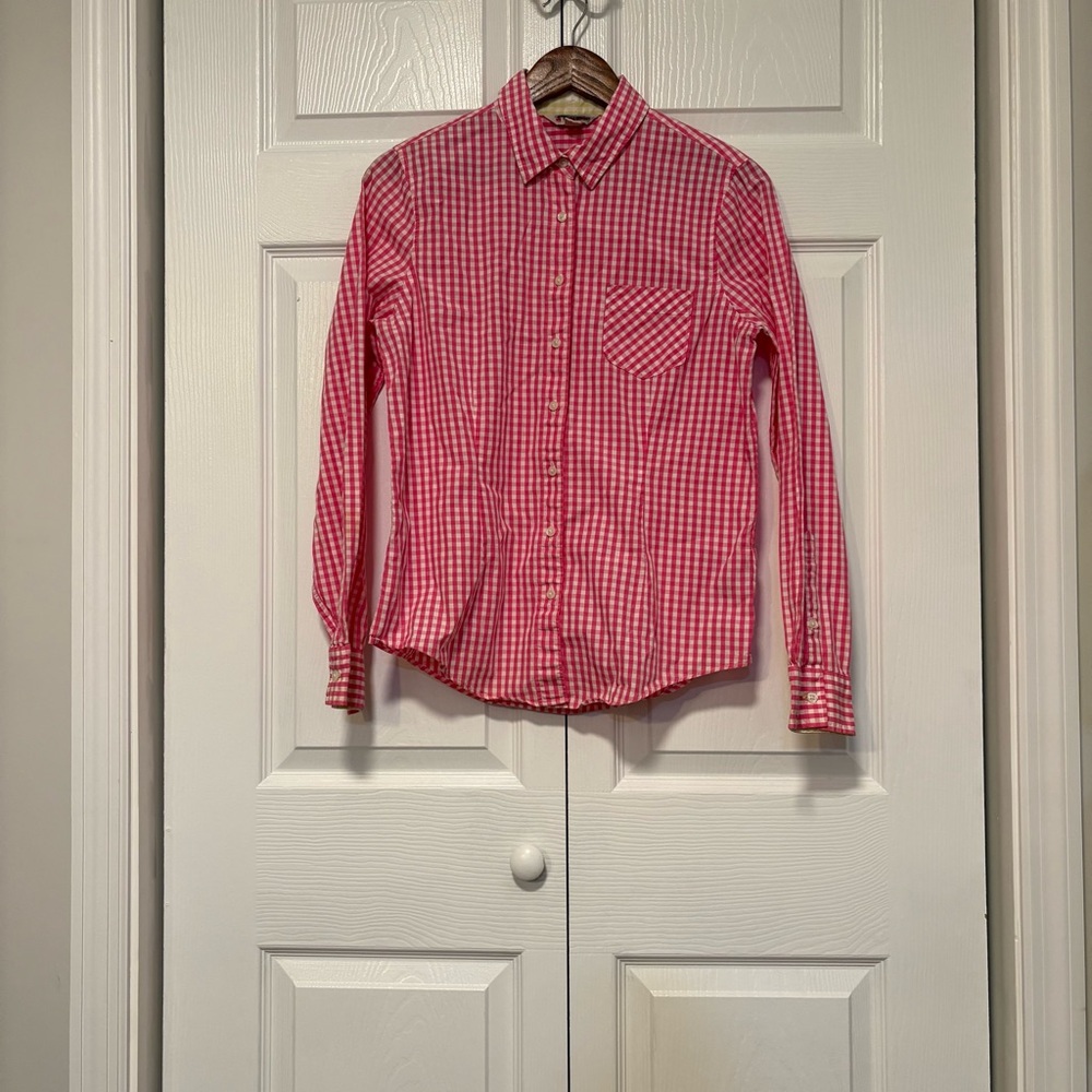 Brooks Brothers Pink Gingham Preppy Coastal Old Money Button Down Women’s 8